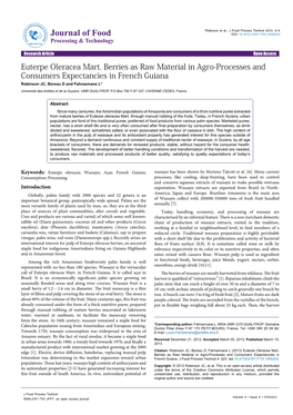 Euterpe Oleracea Mart. Berries As Raw Material in Agro-Processes