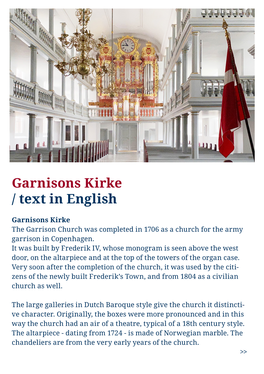 Garnisons Kirke / Text in English