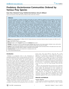 Predatory Bacteriovorax Communities Ordered by Various Prey Species