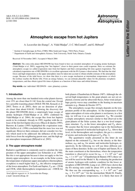 Atmospheric Escape from Hot Jupiters