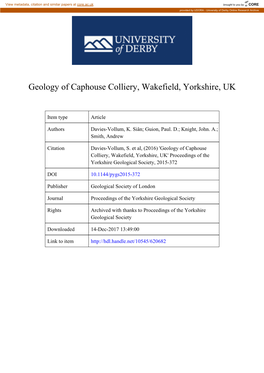 Geology of Caphouse Colliery, Wakefield, Yorkshire, UK
