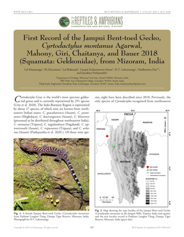 Cyrtodactylus Shared History of Treeboas (Corallus Grenadensis) and Montanus Humans on Grenada: Agarwal, a Hypothetical Excursion