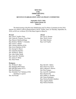 MINUTES of the THIRD MEETING of the REVENUE STABILIZATION and TAX POLICY COMMITTEE