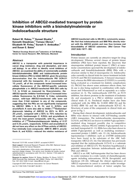 Inhibition of ABCG2-Mediated Transport by Protein Kinase Inhibitors with a Bisindolylmaleimide Or Indolocarbazole Structure