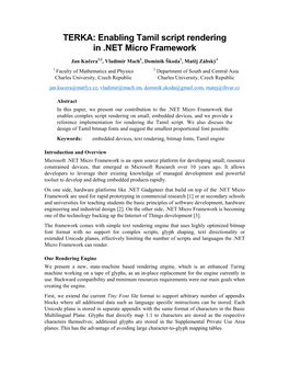 TERKA: Enabling Tamil Script Rendering in .NET Micro Framework
