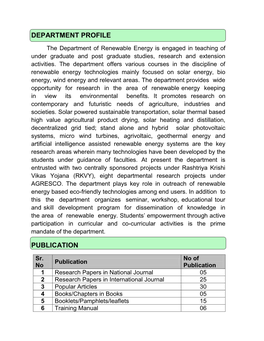 Department Profile Publication