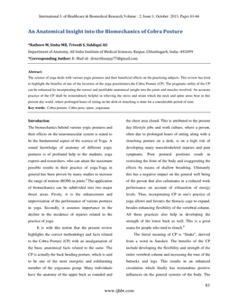 An Anatomical Insight Into the Biomechanics of Cobra Posture