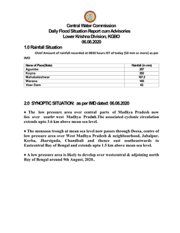 Central Water Commission Daily Flood Situation Report Cum