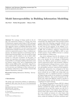 Model Interoperability in Building Information Modelling