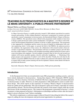 Teaching Electroacoustics in a Master's Degree at Le