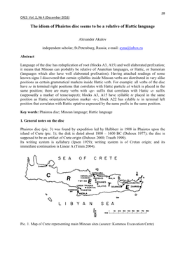 The Idiom of Phaistos Disc Seems to Be a Relative of Hattic Language