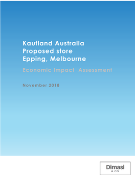 Kaufland Australia Proposed Store Epping, Melbourne Economic Impact Assessment