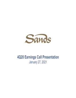 4Q20 Earnings Call Presentation January 27, 2021 Forward Looking Statements