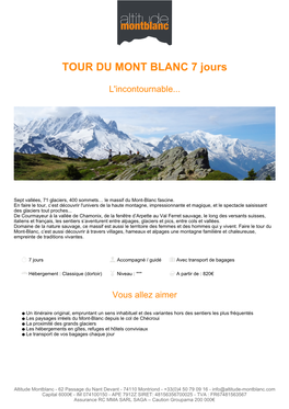 TOUR DU MONT BLANC 7 Jours