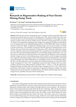 Research on Regenerative Braking of Pure Electric Mining Dump Truck