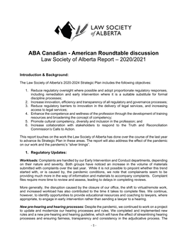 Law Society of Alberta Report with Details on Entity Regulation and Use of Regulatory Sandbox