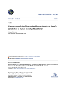 Japan's Contribution to Human Security of East Timor