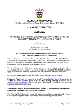 Planning Committee Agenda