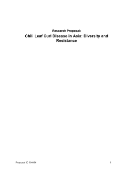 Project 2: Chili Leaf Curl Disease in Asia: Diversity and Resistance