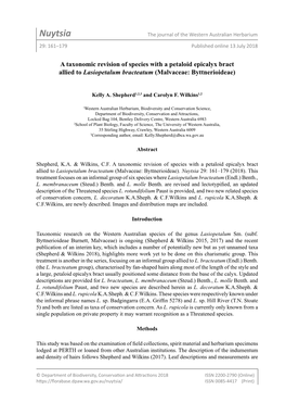 Nuytsia the Journal of the Western Australian Herbarium 29: 161–179 Published Online 13 July 2018