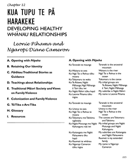 KUA TU PU TE PA HARAKEKE DEVELOPING HEALTHY WHANAU RELATIONSHIPS L�P�A,Vui, N �Opvv Uit,Y\,€/C£Iu11te.Yo-Rv