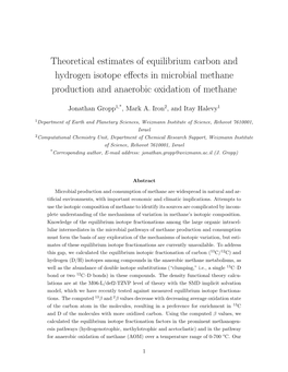 Theoretical Estimates of Equilibrium Carbon and Hydrogen Isotope Eﬀects in Microbial Methane Production and Anaerobic Oxidation of Methane