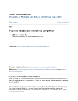 Corporate Taxation and International Competition