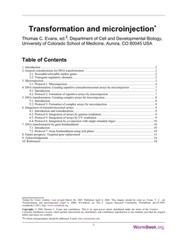 Transformation and Microinjection* §