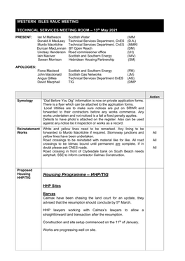 Housing Programme – HHP/TIG HHP/TIG