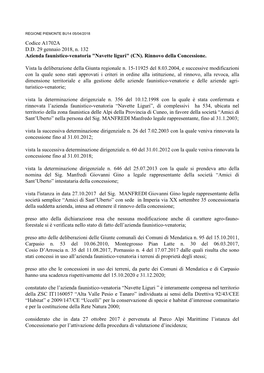 Codice A1702A DD 29 Gennaio 2018, N. 132 Azienda Faunistico-Venatoria