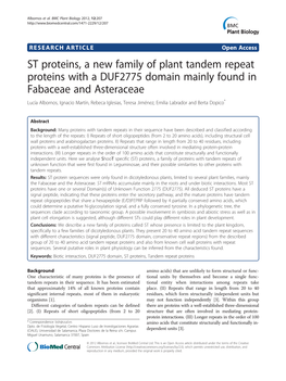 ST Proteins, a New Family of Plant Tandem Repeat Proteins with A