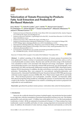 Valorization of Tomato Processing By-Products: Fatty Acid Extraction and Production of Bio-Based Materials