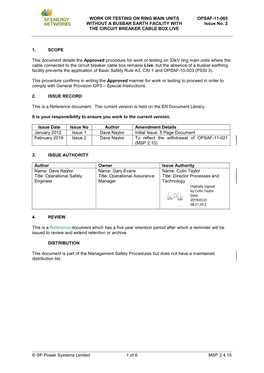 Work Or Testing on Ring Main Units Without a Busbar Earth Facility With