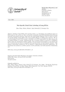 Site-Specific Dual-Color Labeling of Long Rnas