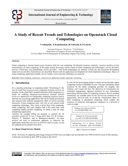 A Study of Recent Trends and Tehnologies on Openstack Cloud Computing