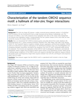 Characterization of the Tandem CWCH2 Sequence Motif: a Hallmark of Inter-Zinc Finger Interactions Minoru Hatayama1, Jun Aruga1,2*
