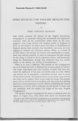 Some Sources for English Benedictine History