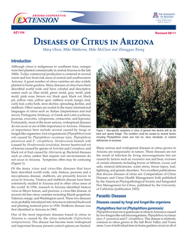 Diseases of Citrus in Arizona Mary Olsen, Mike Matheron, Mike Mcclure and Zhongguo Xiong