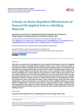 A Study on Water Repellent Effectiveness of Natural Oil-Applied Soil As a Building Material