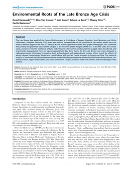 Environmental Roots of the Late Bronze Age Crisis