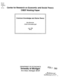 CREST Working Paper 1989