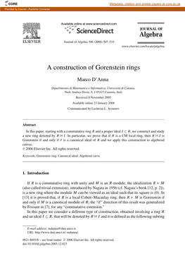 A Construction of Gorenstein Rings