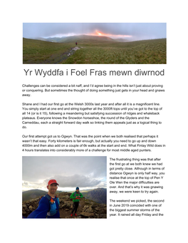 Yr Wyddfa I Foel Fras Mewn Diwrnod