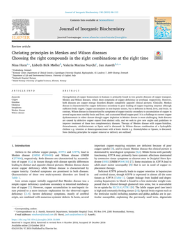 Chelating Principles in Menkes and Wilson Diseases