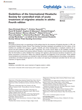 Guidelines of the International Headache Society for Controlled Trials of Acute Treatment of Migraine Attacks in Adults: Fourth