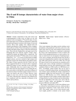 The O and H Isotope Characteristics of Water from Major Rivers in China