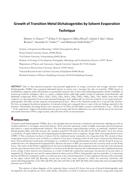 Growth of Transition Metal Dichalcogenides by Solvent Evaporation Technique