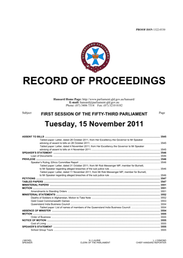 Record of Proceedings