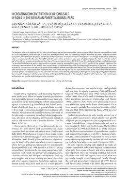 Increasing Concentration of Deicing Salt in Soils in the Bavarian Forest National Park