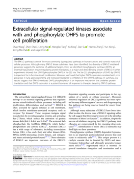 Extracellular Signal-Regulated Kinases Associate with and Phosphorylate
